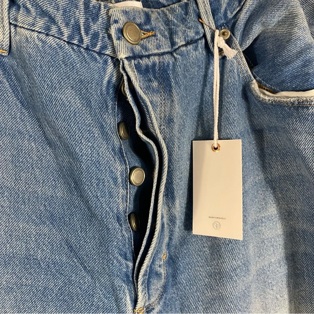 Good American Distressed Button Fly Good Boy Blue Jeans Sz 20 NWT - Picture 5 of 8